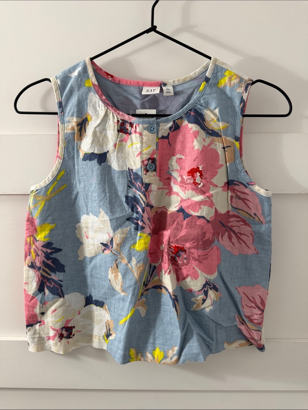 GAP KIDS | NWT Floral Button-Front Sleeveless Linen Top sz M Plus